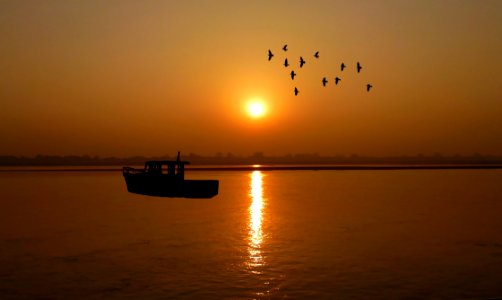 Calm, Sunset, Horizon, Sunrise