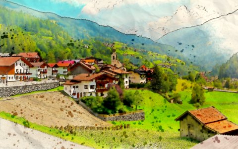 Mountain Village, Mountainous Landforms, Mountain, Village