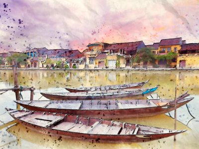 Water Transportation, Watercolor Paint, Painting, Sky