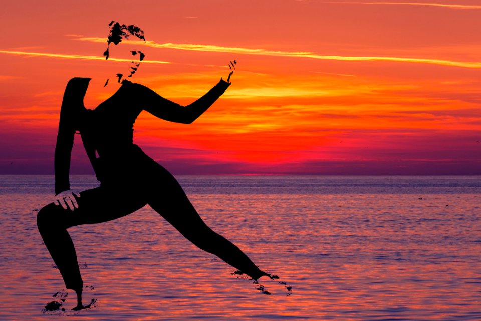 Sky, Sunrise, Jumping, Silhouette