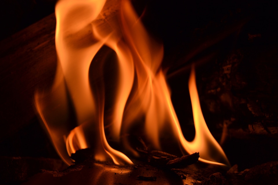 Flames fire fireplace