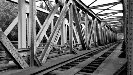 Track, Black And White, Transport, Bridge