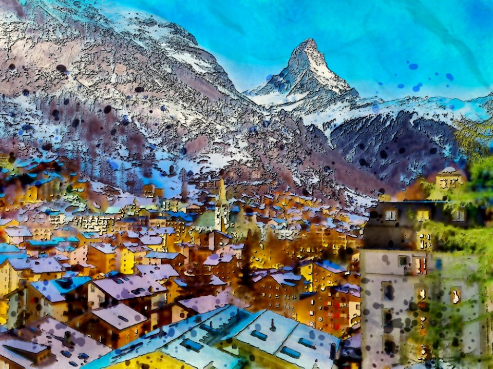 Mountain Village, Mountainous Landforms, Mountain, Mountain Range