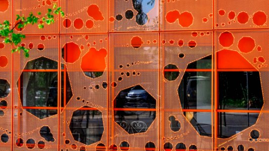 Red Orange Wall Architecture