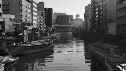 Waterway Water Black And White Canal photo