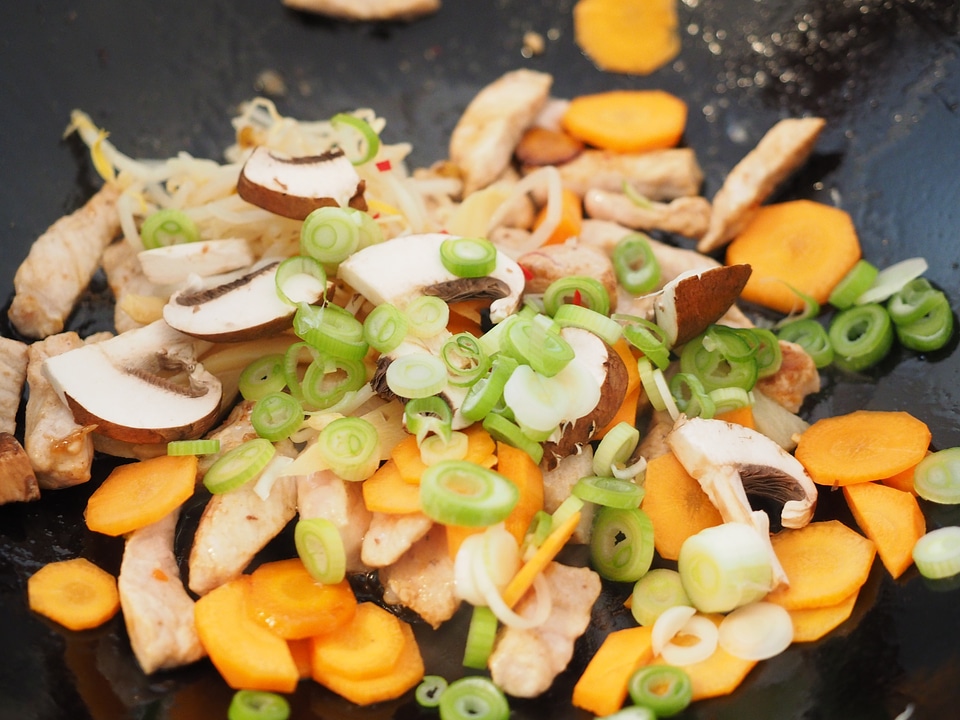 Leek mushrooms meat