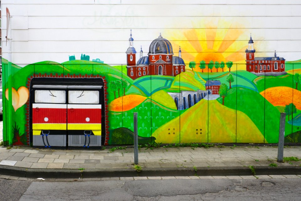 Green Yellow Mural Wall
