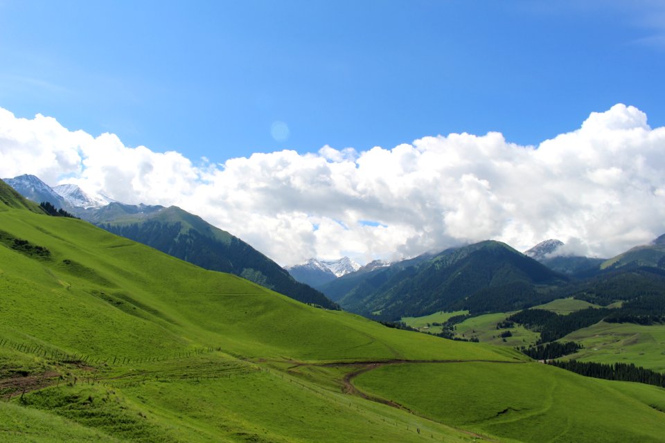 Sky Grassland Highland Mountainous Landforms photo