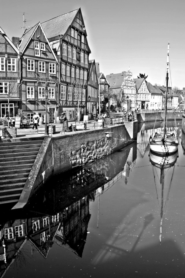 Reflection Waterway Water Black And White
