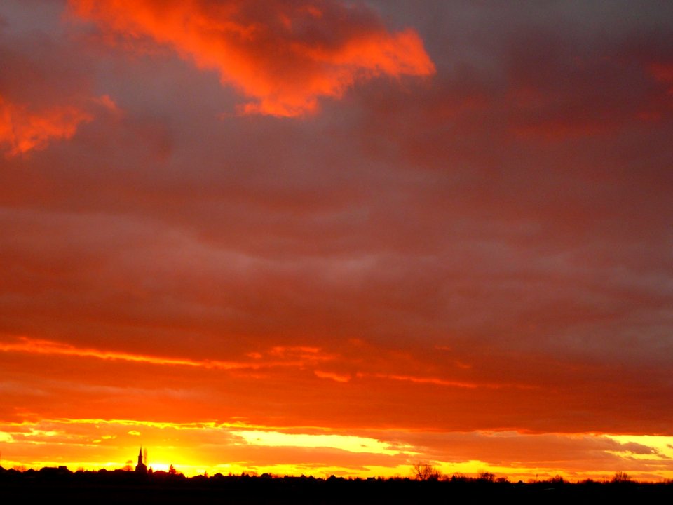 Sky Red Sky At Morning Afterglow Dawn