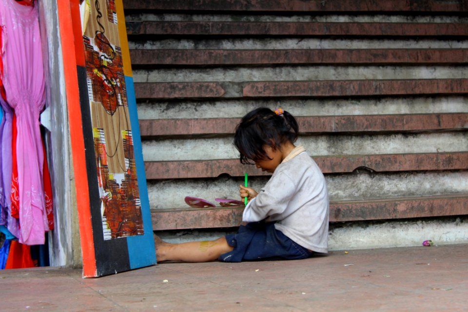 Sitting Girl Temple Textile