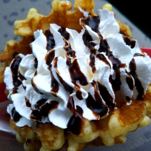 Belgian Waffle Whipped Cream Dessert Waffle