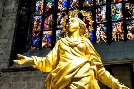 Statue Yellow Stained Glass Religion photo