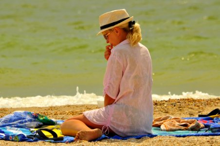 Beach Vacation Sand Sitting photo