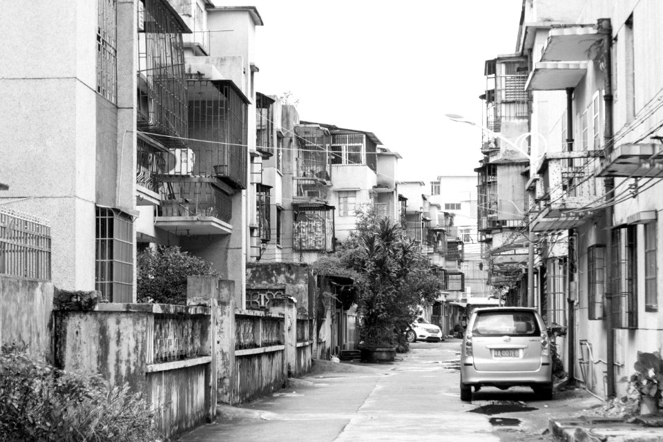 Neighbourhood Town Black And White Residential Area