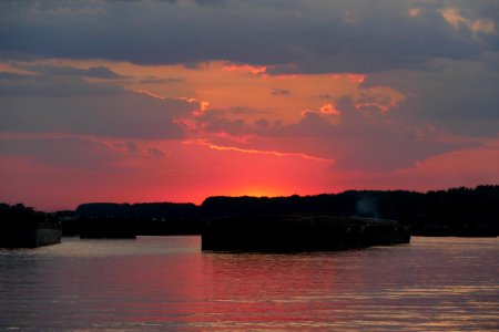 Sky Waterway Sunset Afterglow photo