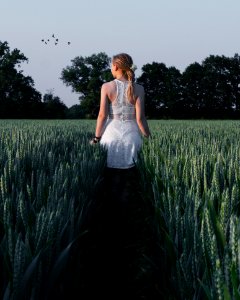 Woman In White Sleeveless Dress Near Green Plants photo