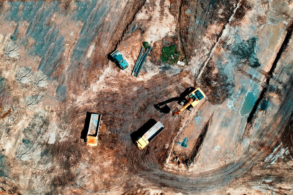 Birds Eye View Photo Of Heavy Equipment On Construction Site