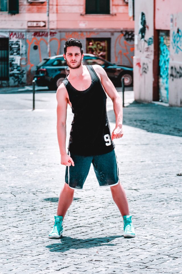 Man Wearing Black Tank Top photo