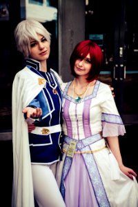 Two Women Wearing Anime Character Cosplay photo