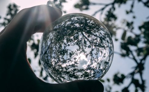 Grayscale Photography Of Clear Glass Ball photo