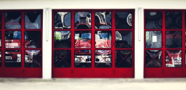 Red Shelving Window Door photo