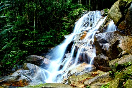 Waterfalls With Brown Stones photo