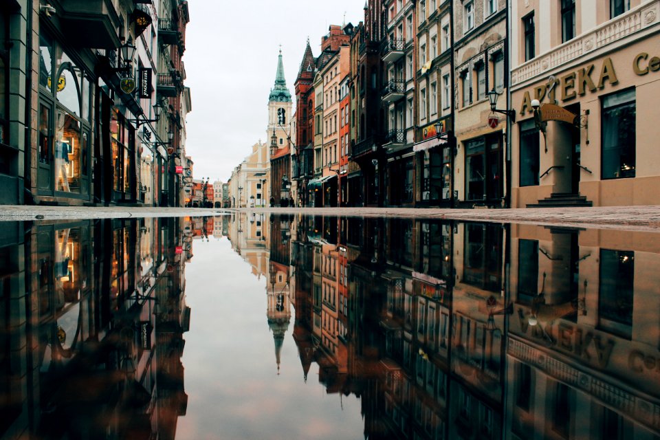 Reflection Of Buildings On Body Of Water