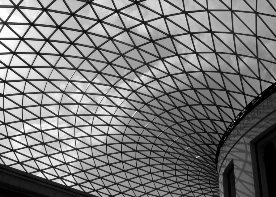 Gray Scale Photo Of Glass Dome Building photo