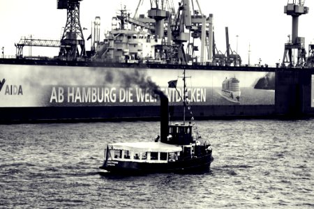 Water Transportation Ship Black And White Tugboat