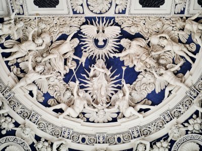 Stone Carving Material Blue And White Porcelain Pattern photo