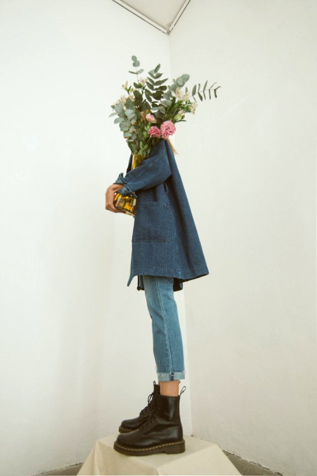 Gray Coat And Blue Jeans