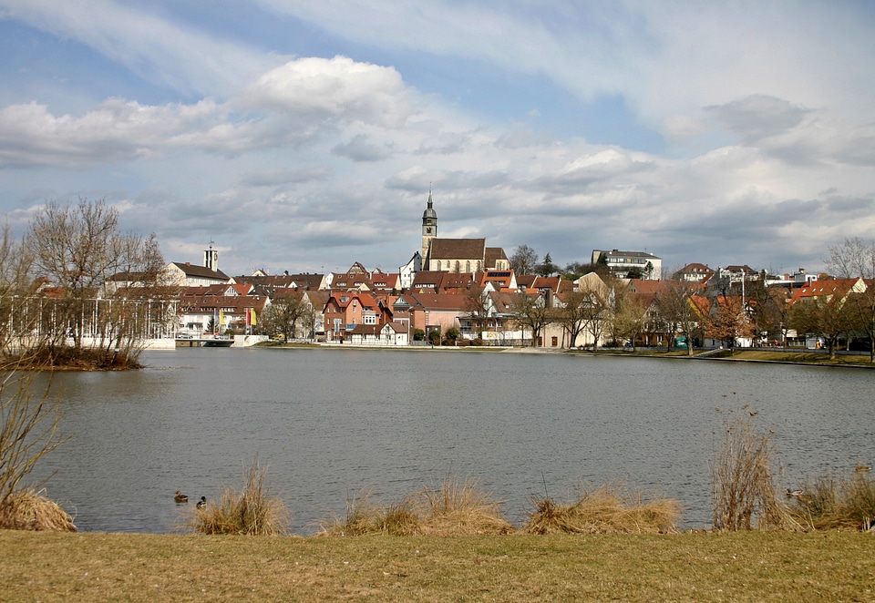 Houses church city view