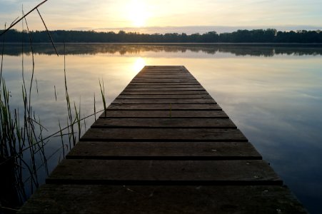 Dock Reflection Horizon Calm