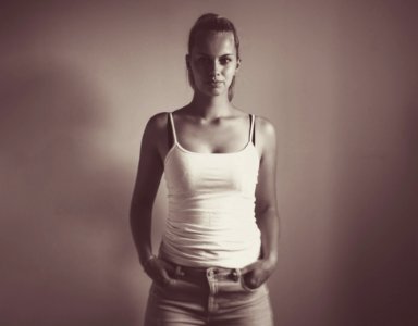 Sepia Photography Of Woman Wearing White Camisole photo
