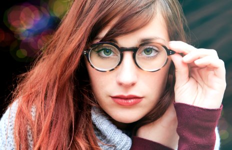 Woman With Brown Hair Wearing Eyeglasses photo
