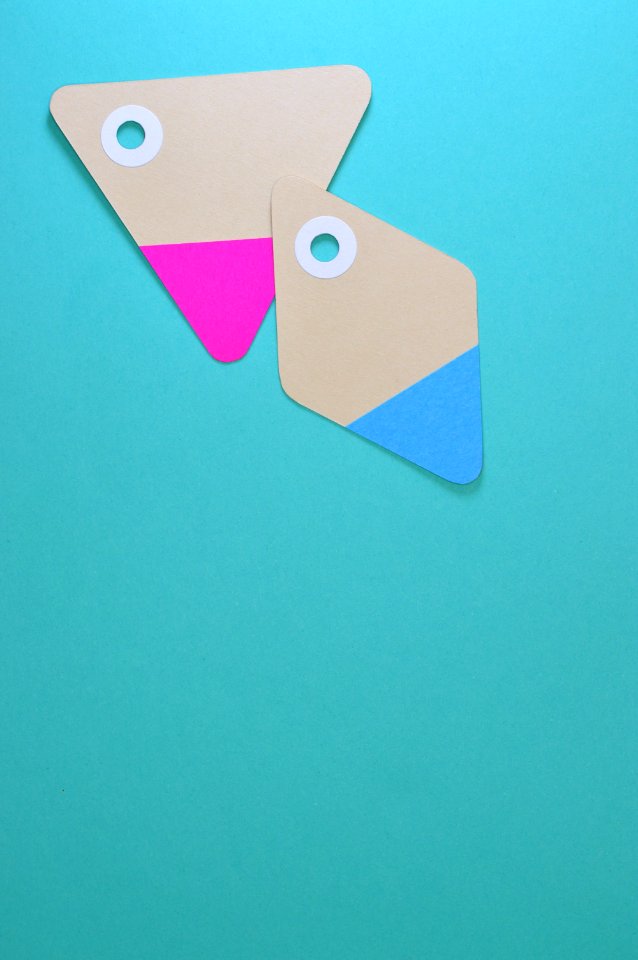 Two Gray Pink And Blue Cards