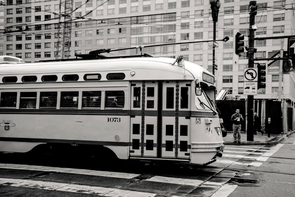 Grayscaled Photo Of Train
