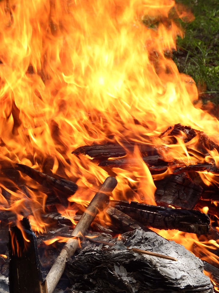 Flames outside outdoor