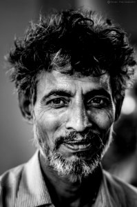 Grayscale Photo Of Smiling Man photo