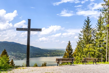Black Cross Near Body Of Water