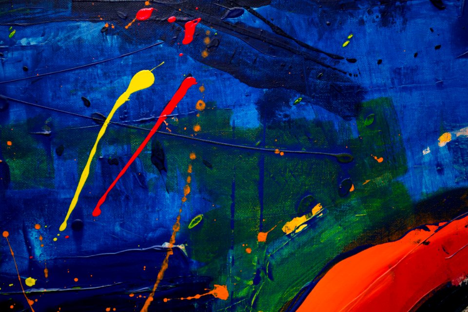 Blue Green Orange And Yellow Abstract Painting