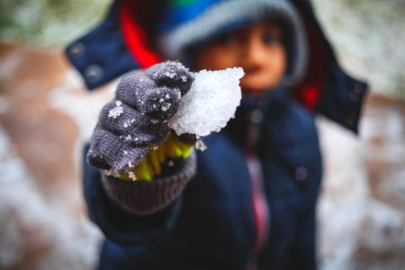 Person Holding Ice Shard