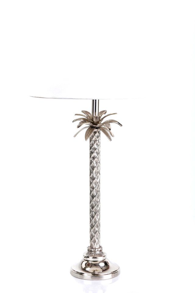 Gray Metal Table Lamp With White Cone Lampshade