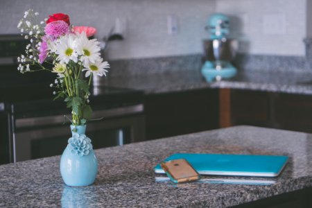 Flowers On Top Of Kitchen Counter photo