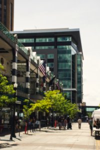 Black And White Concrete Building With Usa Flag