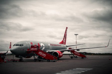 Grey And Red Airplane photo