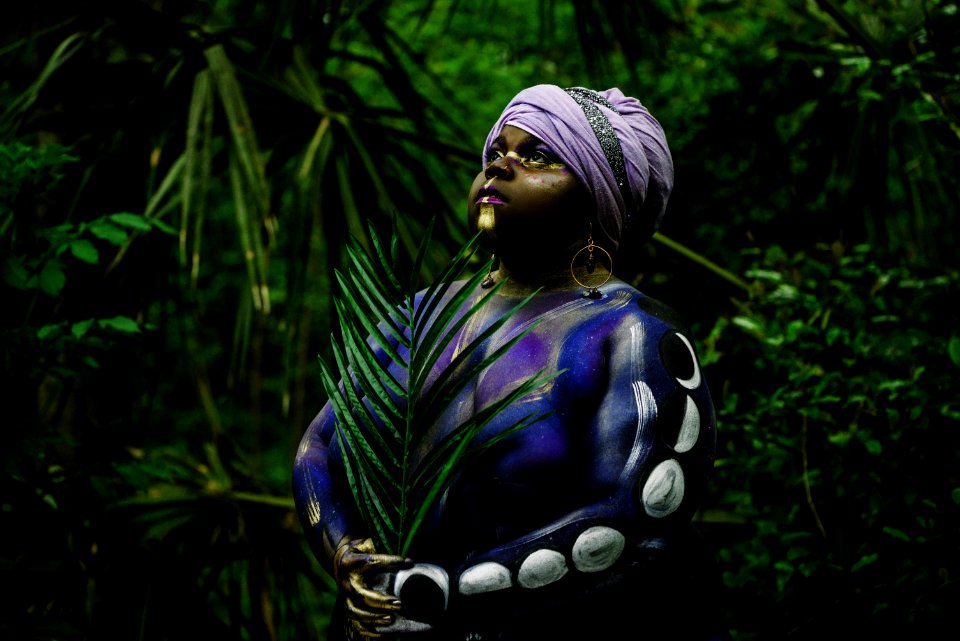 Woman Wearing Blue Traditional Dress