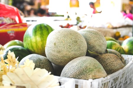 Photo Of Melons On White Plastic Basket photo