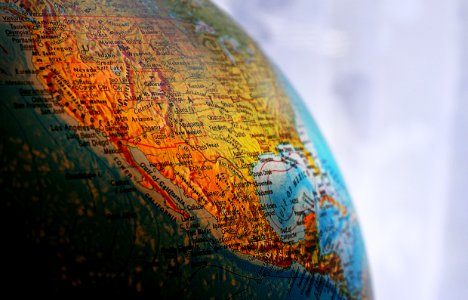 Brown And Blue Desk Globe photo